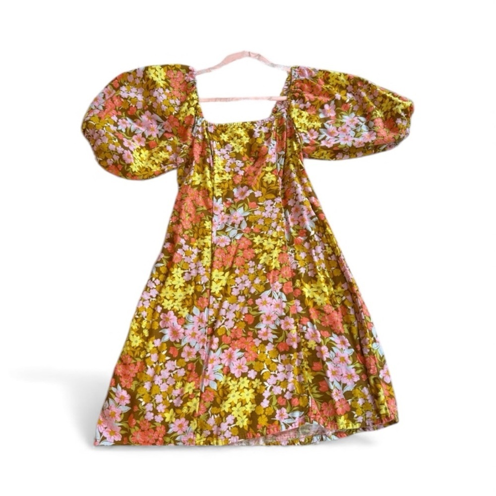 Billabong 70’a inspired Floral Print Dress with Puff Sleeves - Picture 3 of 5